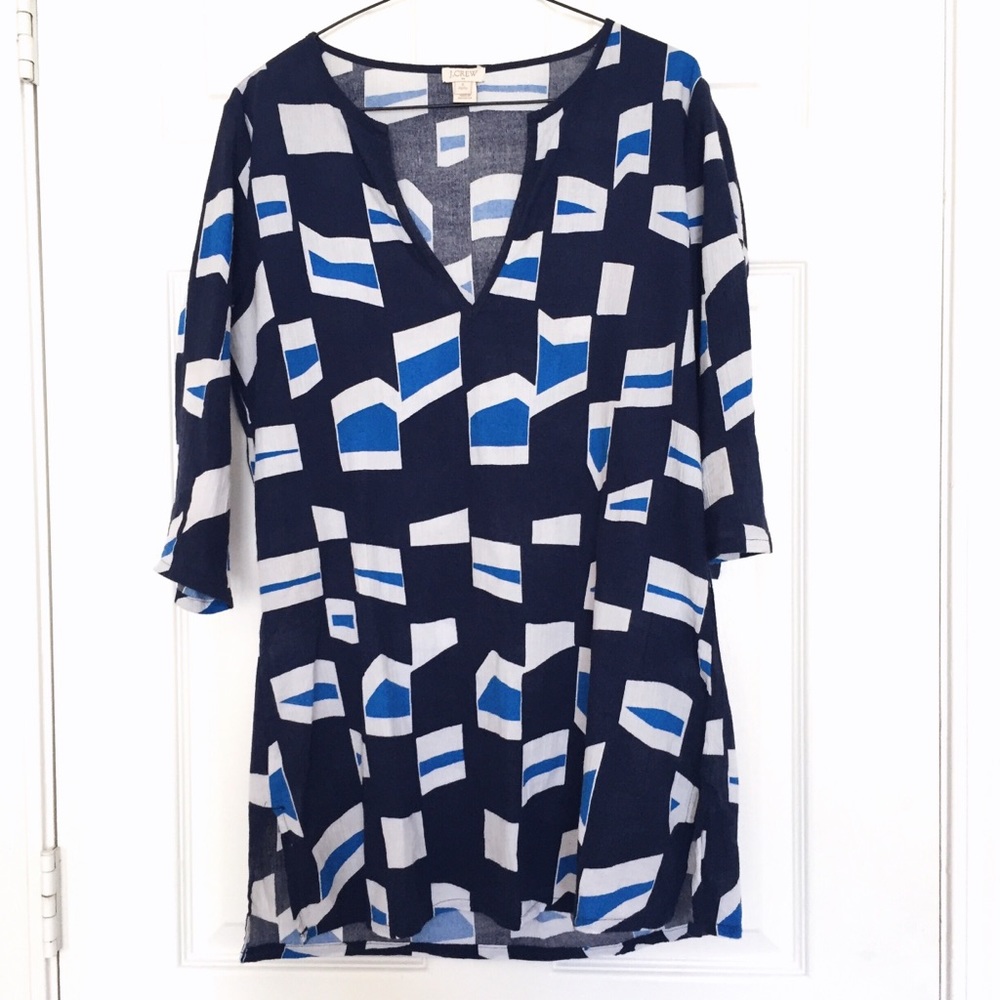 J. Crew Blue Geometric Petite Tissue Tunic